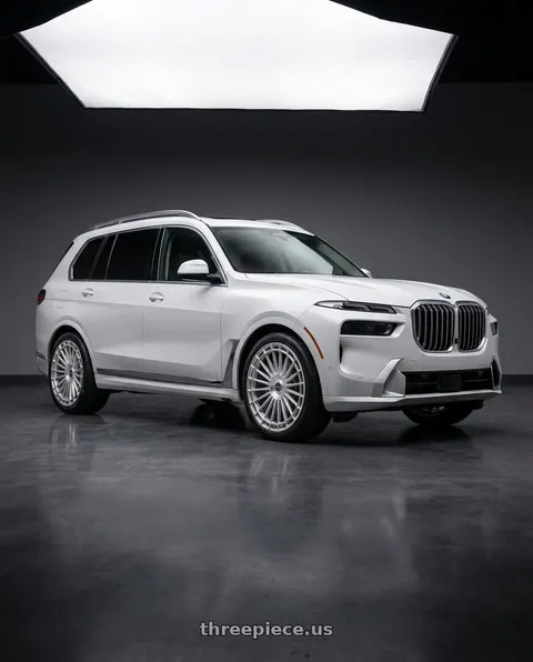 2025 BMW X7 with MV Forged MVF40 5x112 22x10.5 +45 Diamond Silver wheels