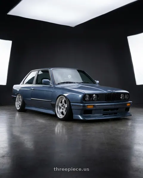 1989 BMW 325i with Work Meister S1 3P 4x100 17x8.5+29 W Disk Silver wheels