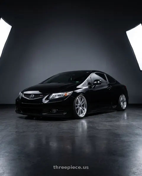 2013 Honda Civic with ARC AR5 5x114.3 18x8.5  +35 Silver Machine Face Lip Chrome Rivet wheels