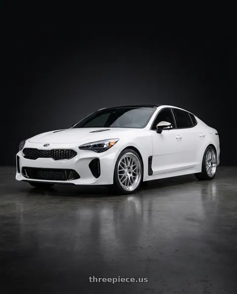 2019 Kia Stinger GT2 with Aodhan AH02 5x114.3 19x8.5 +35 Silver w/ Machined Lip wheels