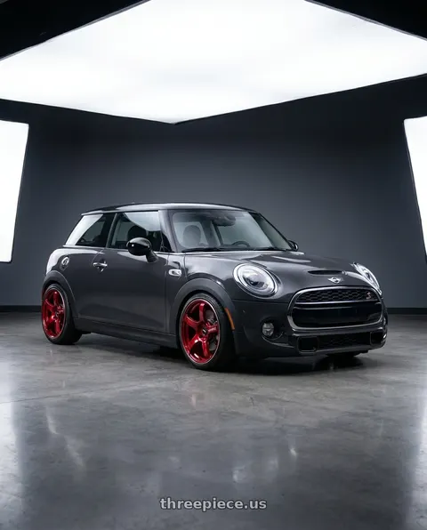 2016 Mini Cooper with Advan Racing TC4 5x112 18x7.5 +48 RACING CANDY RED & RING wheels