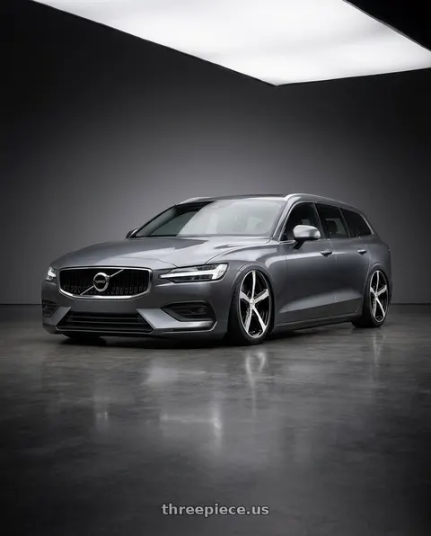 2018 Volvo V60 with American Racing 921 5x108 18x8 +15 GLOSS BLACK MACHINED wheels