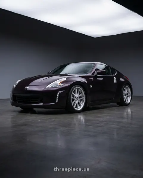 2016 Nissan 370Z with ARC AR5 5x114.3 18x9.5  +30 Silver Machine Face Lip Chrome Rivet wheels