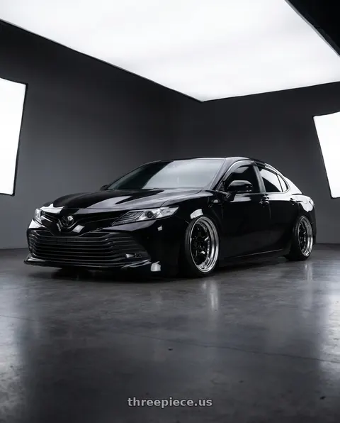 2018 Toyota Camry with Work Meister S1 3P 5x100 18x16-41 A Disk Black wheels