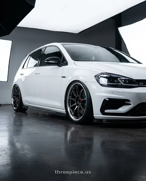 2018 Volkswagen Golf R with Work Emotion Zr10 5x112 18x8.5 +38 Glim Black Diamond Rim cut wheels