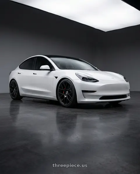 2018 Tesla Model 3 with Enkei Raijin 5x114.3 19x8.5+35 Black wheels
