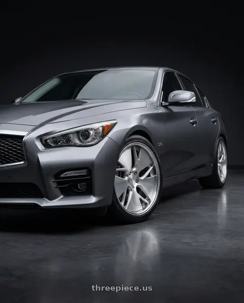 2016 INFINITI Q50 with Work Gnosis Cvd 5x114.3 21x9+45 H Disk Brush Silver Clear wheels
