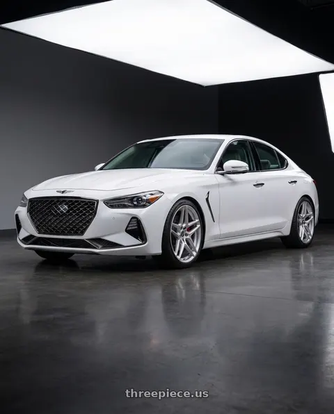2019 Genesis G70 with HERITAGE WHEEL EBISU MONOC 5x114.3 19x8.5 +35 SILVER wheels