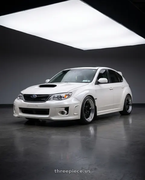 2012 Subaru Wrx Hatchback Pearl with Work Meister S1 3P 5x100 18x8.5+48 L Disk Black wheels
