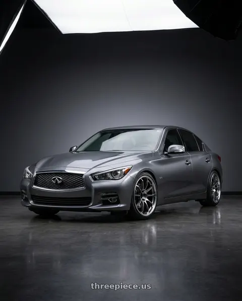 2014 INFINITI Q50 with Advan Racing RZ-DF2 5x100 19x8.5 +45 DIAMOND CUT & HYPER PLATINUM BLACK wheels