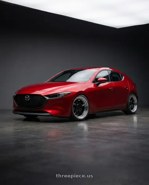 2024 Mazda 3 with Work Meister S1 3P 5x100 18x7+35 A Disk Black wheels