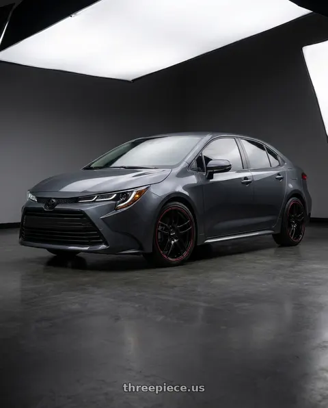 2027 Toyota Corolla LE with Spec-1 SP-67 5x100/5x114.3 17x7 +42 Gloss Black & Red Line wheels