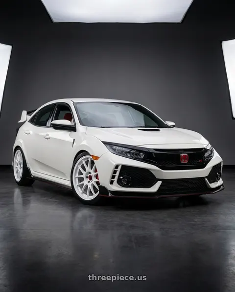 2019 Honda Civic with Work Emotion m8r 5x120 18x9.5 +38 White wheels