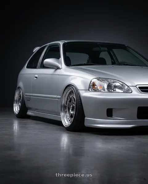 1999 Honda Civic DX with FORMULA AERO SPOKE 4x100 16X6.5+45 NR Disk Titan Silver wheels