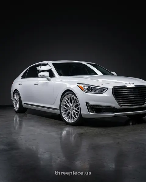 2018 Genesis G90 Ultimate with DOLCE PERFORMANCE MAGARI 5x114.3 20x8.5 +38 Gloss Silver wheels