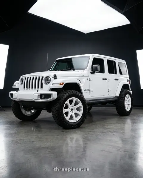 2021 Jeep Wrangler Unlimited Sahara with Heritage Wheel KOKORO MonoC 5x100 18x8.5 +35 White wheels