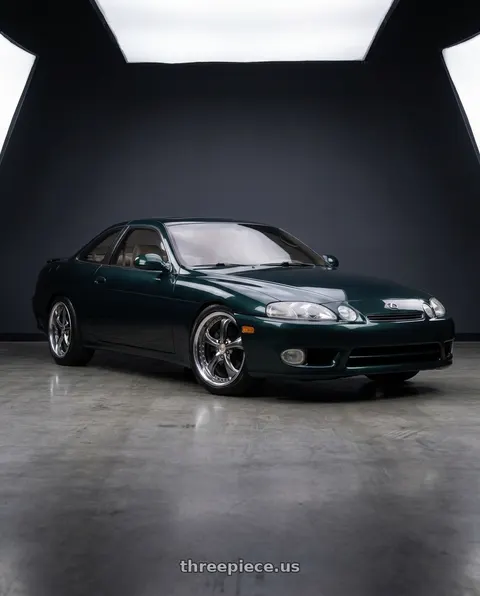 1997 Lexus SC400 with Work Wheels VS-KF 5X114.3 19x9.5+40 Brilliant Silver Black O Disk FULL REVERSE wheels