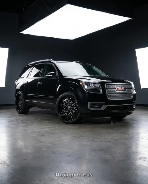 2016 GMC Acadia Denali with DUB 1PC S234 DAZR BLANK 26X10 +5 GLOSS BLACK MACHINED wheels
