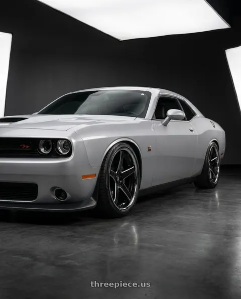 2023 Dodge Challenger with Asanti Black ABL31 REGAL 5X115 22X9 +15 GLOSS BLACK MILLED W/ CHROME LIP wheels