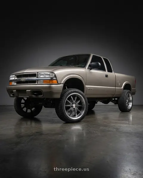 2003 Chevrolet S10 with Vision American-Muscle 143 Torque 5x120.65 15x8+0 Gunmetal Machined Lip wheels