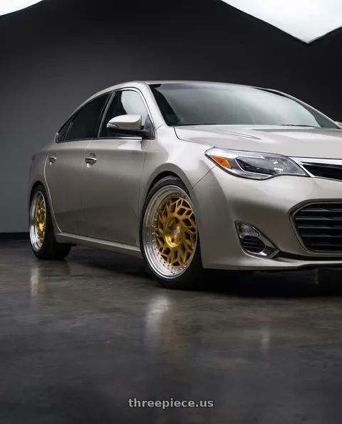 2013 Toyota Avalon with F1R R32 5x114.3 18x9.5 +35 Brushed Gold/Polish Lip wheels