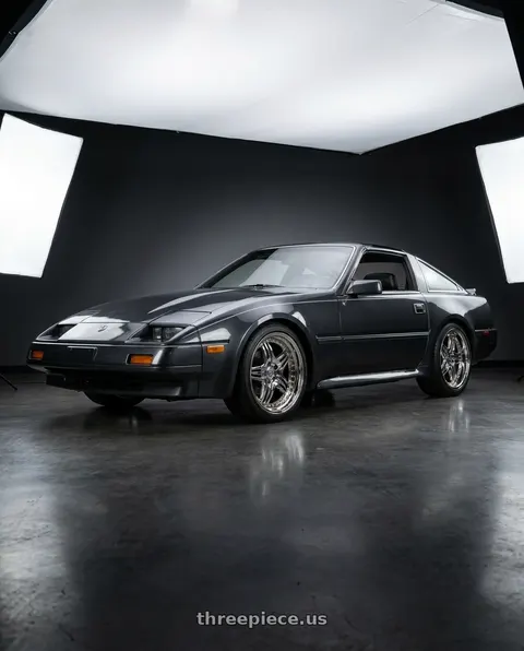 1986 Nissan 300ZX with Aodhan DS01 5x114.3 18x9.5+30 Vacuum Chrome W/ Gold Rivets wheels