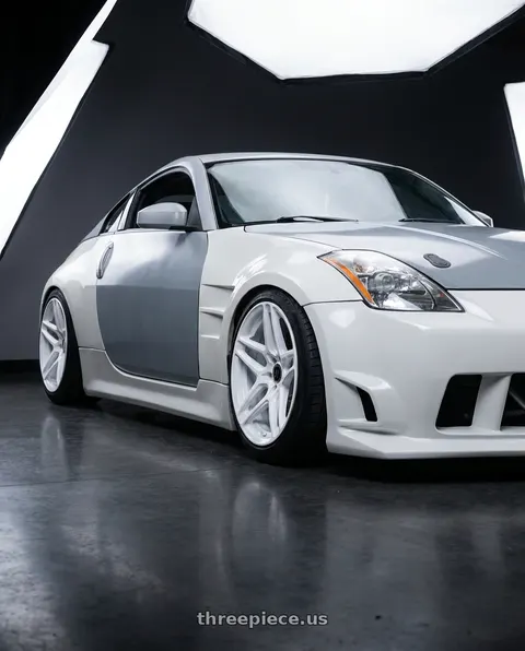 2003 Nissan 350Z with Heritage Wheel EBISU MonoC 5x114.3 18x9.5+22 White wheels