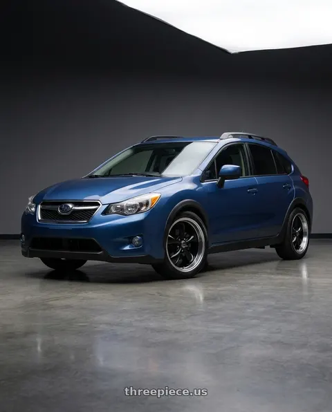 2015 Subaru XV Crosstrek with American Racing AR105 TORQ THRUST M 5X127 18X8 0 GLOSS BLACK W/ MACHINED LIP wheels