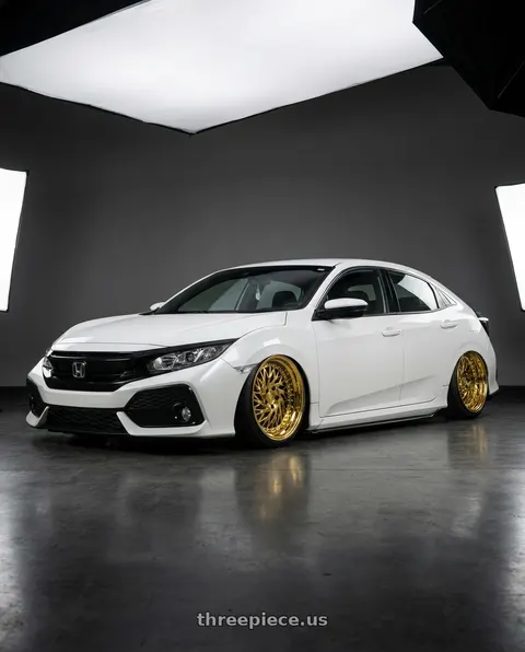2019 Honda Civic with Aodhan DS03 5x114.3 18x9.5 +30 Gold Vacuum w/ Chrome Rivets wheels