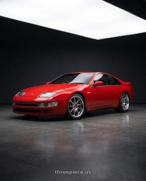 1990 Nissan 300ZX with Work Emotion D9r 5x100 18x10.5 +15 Gt Silver Rim Cut wheels