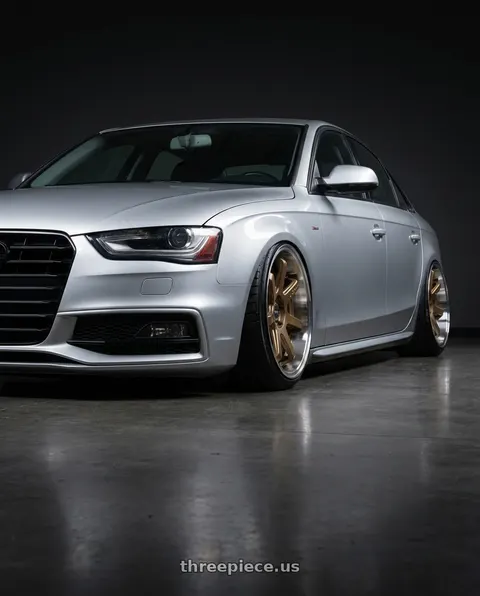 2016 Audi A4 with F1R FC7 5x112 18x8.5 +35 Satin Bronze/Polish Lip wheels