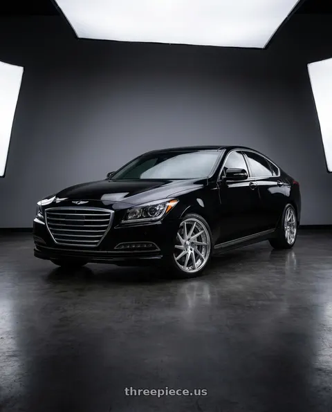 2016 Hyundai Genesis 3.8 with Work Gnosis Cvs 5x114.3 19x8.5+38 A Disk Brush Silver Clear wheels