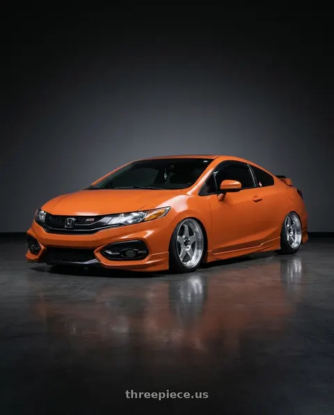2015 Honda Civic with Vors SP1 5x115 18x8  +35 Silver Machine Face Lip wheels