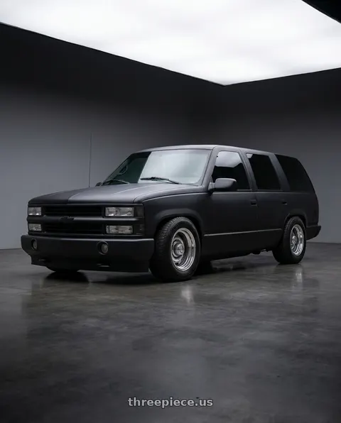 1999 Chevrolet Tahoe LT with Vision American-Muscle 55 Rally 6x139.7 15x8-12 Silver wheels