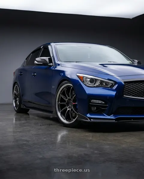 2016 INFINITI Q50 with Work Emotion Zr10 5x114.3 19x8.5 +38 Glim Black Diamond Rim cut wheels
