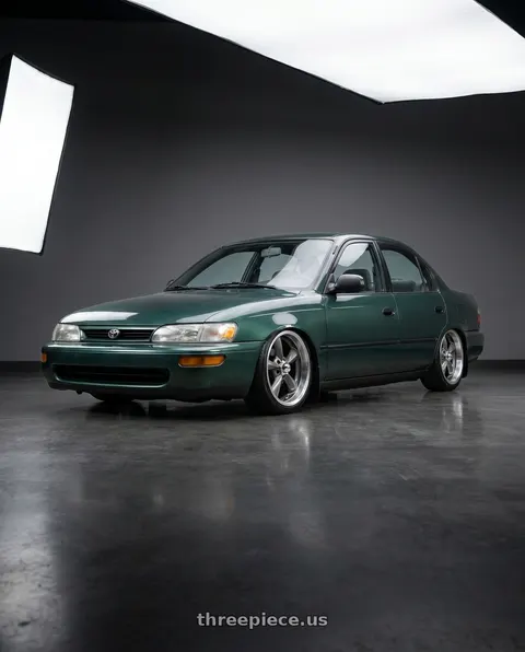 1998 Toyota Corolla with BG Rod Works Old School 5x114.3 15x8+0 Gun Metal Machined Lip wheels