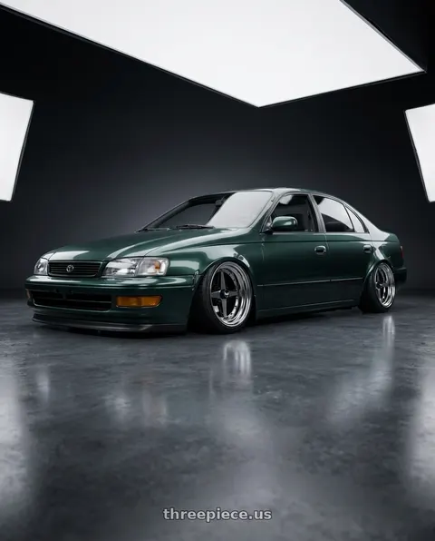 1993 Toyota corona with Equip 01 Black Polish 4x100 15x12 -18 wheels