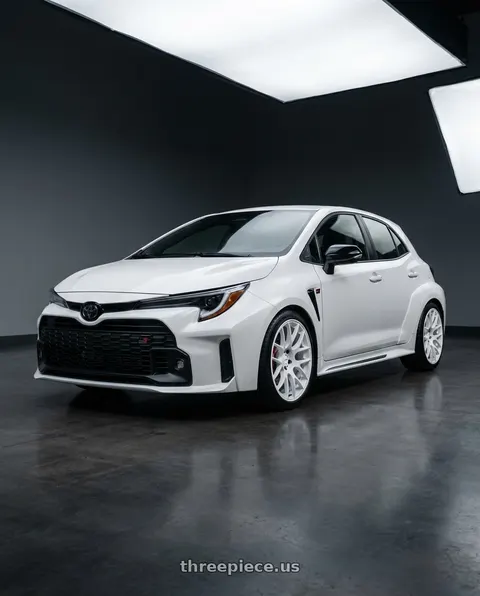 2026 Toyota GR Corolla with Work Emotion m8r 5x114.3 18x8.5 +30 White wheels