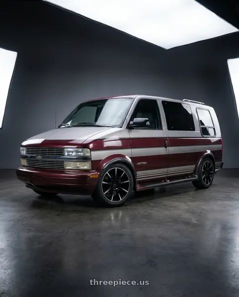 1996 Chevrolet Astro with RAVETTI M9 4X100/4X114.3 17x7.5 +40 BLACK MACHINED wheels