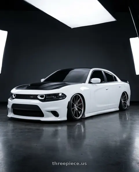 2021 Dodge Charger Scat Pack with Work Schwert Quell 5x114.3 19x10.5+30 A Disk Brilliant Silver Black wheels