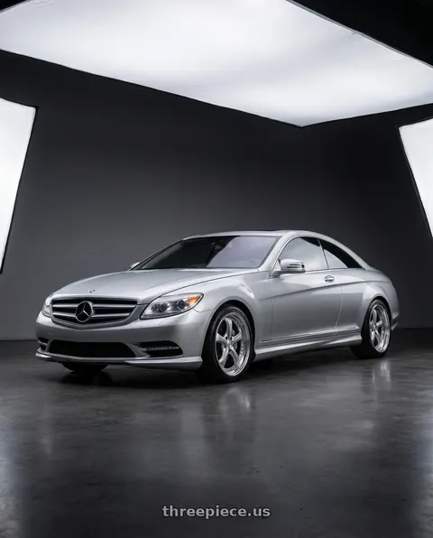 2010 Mercedes-Benz CL550 with Work Wheels VS-KF 5x112 20x9.5+40 Light Grey Silver O Disk STEP RIM wheels