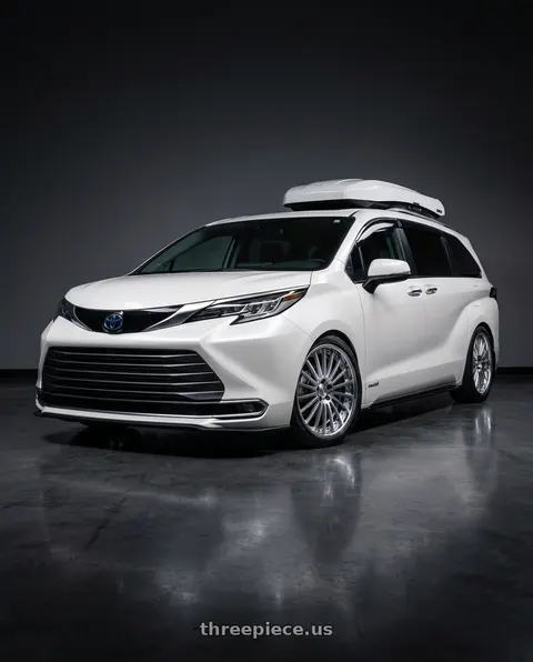 2021 Toyota Sienna Limited with Work Lanvec Lf1 5x114.3 20x8+38 O Disk Machine Silver Polish wheels
