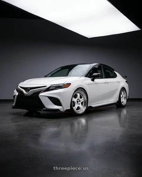 2021 Toyota Camry TRD with Work Meister S1 3P 5x114.3 19x8.5+38 R Disk White wheels