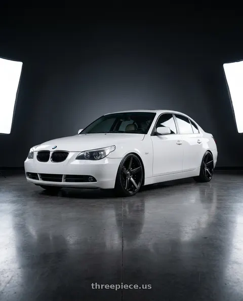 2005 BMW 525i with MARQUEE WHEELS MR3226 5x120 20x9+15 BLACK / BRUSH wheels