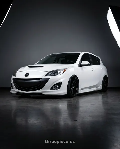 2012 Mazda 3 Mazdaspeed with Aodhan AH09 5x114.3 18x9.5 +35 Gloss Silver Machined Face wheels