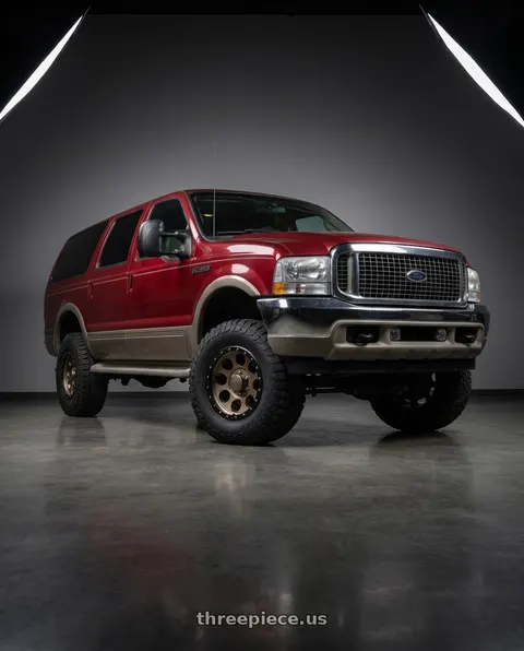 2002 Ford Excursion with Mickey Thompson Classic Pro Bronze 8X170 17x9 +0 Satin Bronze. Black Lip wheels