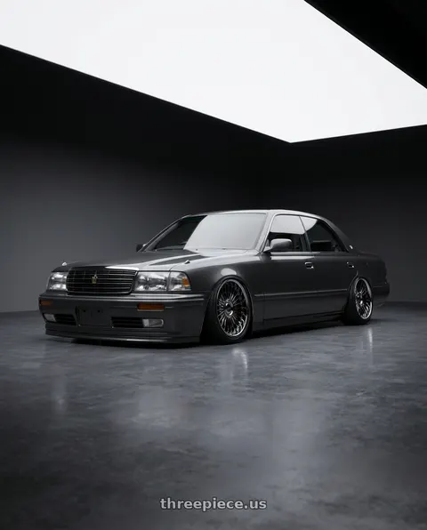 1991 Toyota crown with Work Emitz Black Polish 5x100 19x7.5 +45 wheels