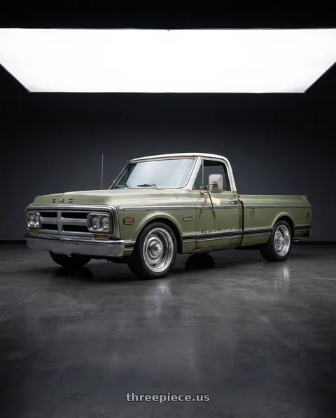 1969 gmc 1500 with Vision American-Muscle 55 Rally 6x139.7 15x8-12 Silver wheels