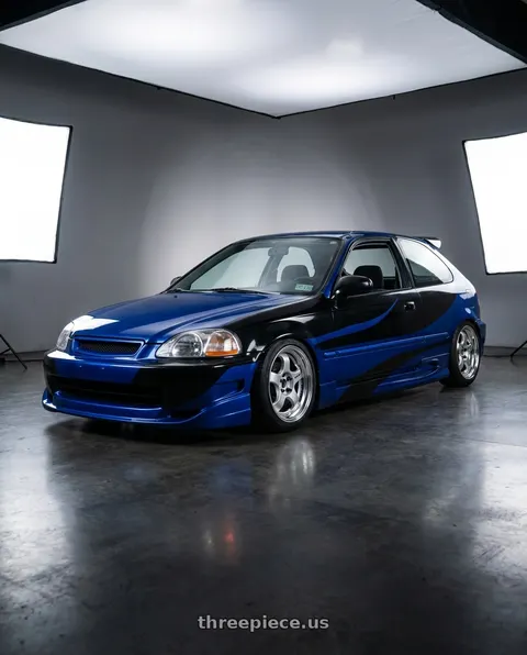 1999 Honda Civic DX with Work Meister S1 2P 4x100 15x7+38 A Disk Silver wheels