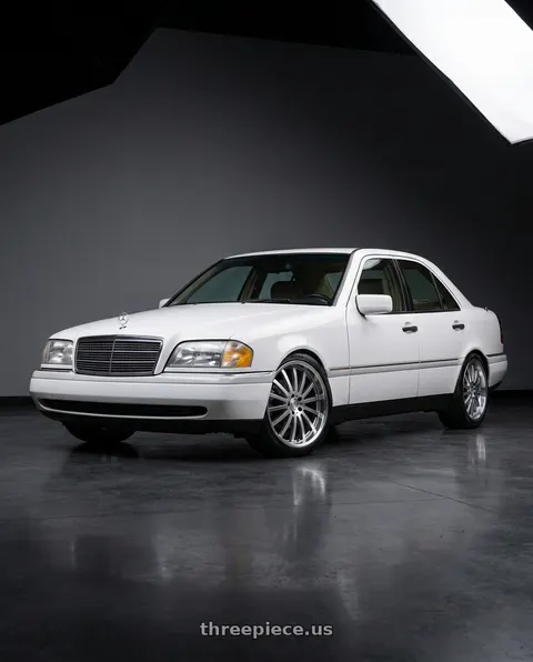 1995 Mercedes-Benz C220 with Mandrus MILLENIUM 5X112 17X8 +25 HYPER SILVER W/ MIRROR CUT LIP wheels